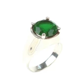 925 Ayar Gümüş Yuvarlak Zümrüt Taşlı Erkek Yüzüğü thumbnail 1