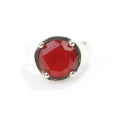 925 Ayar Gümüş Yuvarlak Yakut Taşlı Erkek Yüzüğü - 4