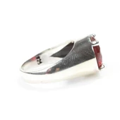 925 Ayar Gümüş Yuvarlak Yakut Taşlı Erkek Yüzüğü - 3