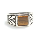 925 Ayar Gümüş Kare Kaplangözü Taşlı Erkek Yüzük thumbnail 3