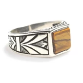 925 Ayar Gümüş Kare Kaplangözü Taşlı Erkek Yüzük thumbnail 1