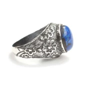 925 Ayar Gümüş Oval Lapis Taşlı Kolları İşlemeli Erkek Yüzük thumbnail 2