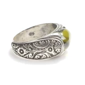 925 Ayar Gümüş Oval Taşlı Peridot Erkek Yüzük thumbnail 2