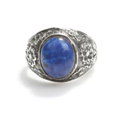 925 Ayar Gümüş Oval Lapis Taşlı Kolları İşlemeli Erkek Yüzük thumbnail 3