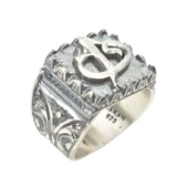 925 Ayar Gümüş Elif Vav Harfli Kalemkâr Erkek Yüzüğü thumbnail 1