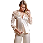 Jeremi 443 Gecelik Sabahlık Dantelli Saten 6'LI Set Çeyiz Takım - 2