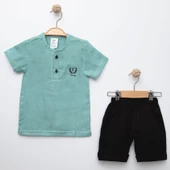 Sıfır Yaka Müslin Erkek Çocuk Takım MNK6389 thumbnail 4