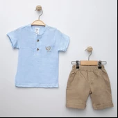 Sıfır Yaka Müslin Erkek Çocuk Takım MNK6389 thumbnail 1