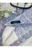 Standart Indigo Mavi Çıtır Çiçek Desenli Cerrahi Bone Doktor Hemşire Sağlıkçı Bonesi - 5