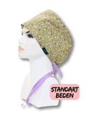 Standart Yeşil Çıtır Desenli Cerrahi Bone Doktor Hemşire Sağlıkçı Bonesi - 1