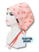 Tesettür Yavruağzı Kelebekler Desenli Cerrahi Bone Doktor Hemşire Sağlıkçı Bonesi Geniş Kesim - 1