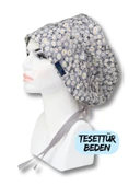 Tesettür Gri Papatyalar Desenli Cerrahi Bone Doktor Hemşire Sağlıkçı Bonesi Geniş Kesim - 1