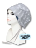Tesettür Beden Gri Puantiye Cerrahi Bone Doktor Hemşire Sağlıkçı Hastane Bonesi - 1