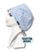 Tesettür Mavi Desenli Cerrahi Bone Doktor Hemşire Sağlıkçı Bonesi Geniş Kesim - 1