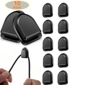 10 Adet Koblo Tutucu Siyah Çok Amaçlı Kanca Kablo Toparlayıcı Yapışkanlı Askı Araç İçi Askı Aparatı - 1