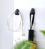 10 Adet Koblo Tutucu Siyah Çok Amaçlı Kanca Kablo Toparlayıcı Yapışkanlı Askı Araç İçi Askı Aparatı - 2