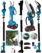 Wacker Pro Alman 3lü Set Blue 2400 Wf 25 Ah 2 Akülü Dal Budama +Bağ Makası + 2.7 Metre Teleskopik Uzatma Hediyeli - 1