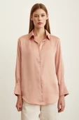 Basic Saten Gömlek Pudra thumbnail 2