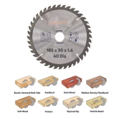 Ahşap MDF Mobilya Tahta Sunta Dolap Kesme Testeresi Metal Elmas Testere 185 mm 40 Diş thumbnail 3