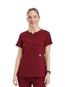 FREESIA- Kadın Likralı Bordo Üniforma Üst thumbnail 1