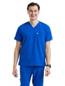 ZAZEL- Erkek Likralı Royal Mavi Üniforma Üst thumbnail 1