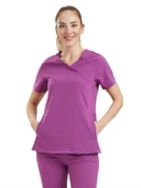 CLOWER- Kadın Likralı Pembe Üniforma Üst thumbnail 1