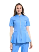 AZELIA - Kadın Likralı Buz Mavi Üniforma Üst thumbnail 1