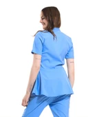 AZELIA - Kadın Likralı Buz Mavi Üniforma Üst thumbnail 3