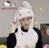 Hello Kitty Tasarımlı Işıklı Oynar Kulaklı Şapka - 3