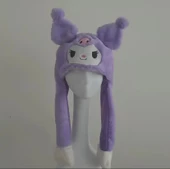 Kuromi Tasarımlı Mor  Şapka Işıklı Oynar Kulaklı - 1