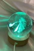 3D Led Işık Cam Küre Çok Işıklı Ahşap Peri kız Çiçek 6 cm - 3