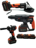 Germany Style GRM99880VFX 3lü Set 2-26 Şarjlı Kırıcı -Şarjlı Taşlama-13mm -Şarjlı Somun Sıkma - 2