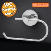 Metal Sağlam Krom Tuvalet Kağıtlık Aparat Kapalı WC Kağıt Standı Bez Havluluk Paslanmaz thumbnail 1