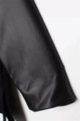 Kolları Deri Garnili Scuba Sweat Tunik-SYG50208Siyah thumbnail 5