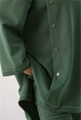 Simli Şerit ve Çıtçıt Detaylı Oversize Tunik 53019Yeşil - 5