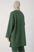 Simli Şerit ve Çıtçıt Detaylı Oversize Tunik 53019Yeşil - 3