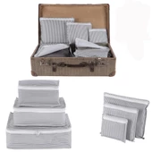 Piev Seyahat Yolculuk Valiz Bavul Düzenleyici Organizer 6 Lı Set Gri Çizgili - 4