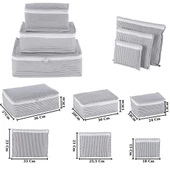 Piev Seyahat Yolculuk Valiz Bavul Düzenleyici Organizer 6 Lı Set Gri Çizgili - 3
