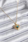 MuI MuI 316L Çelik Gold Renk Zirkon Taşlı Kalp Galaksi Model Kadın Kolye - 1