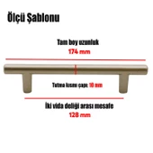 10 Adet Gül Boylu Mobilya Mutfak Dolap Çekmece Dolabı Metal Kulpu Kulbu Kulpları Saten Renk 128 Mm - 3