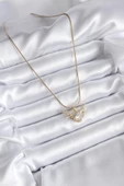 MuI MuI 316L Çelik Gold Renk Zirkon Taşlı Boynuz Model Kadın Kolye - 2