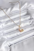 MuI MuI 316L Çelik Gold Renk Hilal Kedi Model Zirkon Taşlı Detay Kadın Kolye - 2