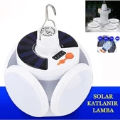 Yeni Nesil Solar Led Lamba Katlanır 5 Kanatlı 45 Ledli Şarjlı ve Güneş Panelli - 7