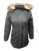 Jenerik J01805 Çocuk Kız Gabardin İçi Kürklü Kapüşonlu Kaban - 1