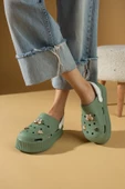 Pembe Potin Yüksek Taban Altın Tokalı Eva Comfort Kadın Sandalet DNZ225-24 - 10