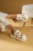 Pembe Potin Yüksek Taban Jibbitzli Eva Comfort Kadın Sandalet DNZ224-24BejVizon - 3