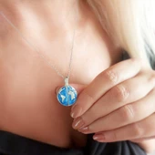 Vaoov 925 Ayar Gümüş İsimli Rodyum Kaplama Açılan Dünya Kolye thumbnail 4