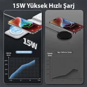 Polham 3in1 15W İphone, Airpods ve Apple Watch Şarj İstasyonu Manyetik Katlanabilir Magsafeli Manyetik Kablosuz Şarj Aleti - 2