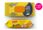 Koroplast Çok Amaçlı Islak Havlu Ferah Koku 100lü Kapaklı 12 Paket 1Koli - 4