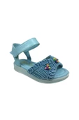 OrtopedikAL 1506 (plm) Patik Kız Çocuk Sandalet Mavi Dantelli Örgülü Triko - 2